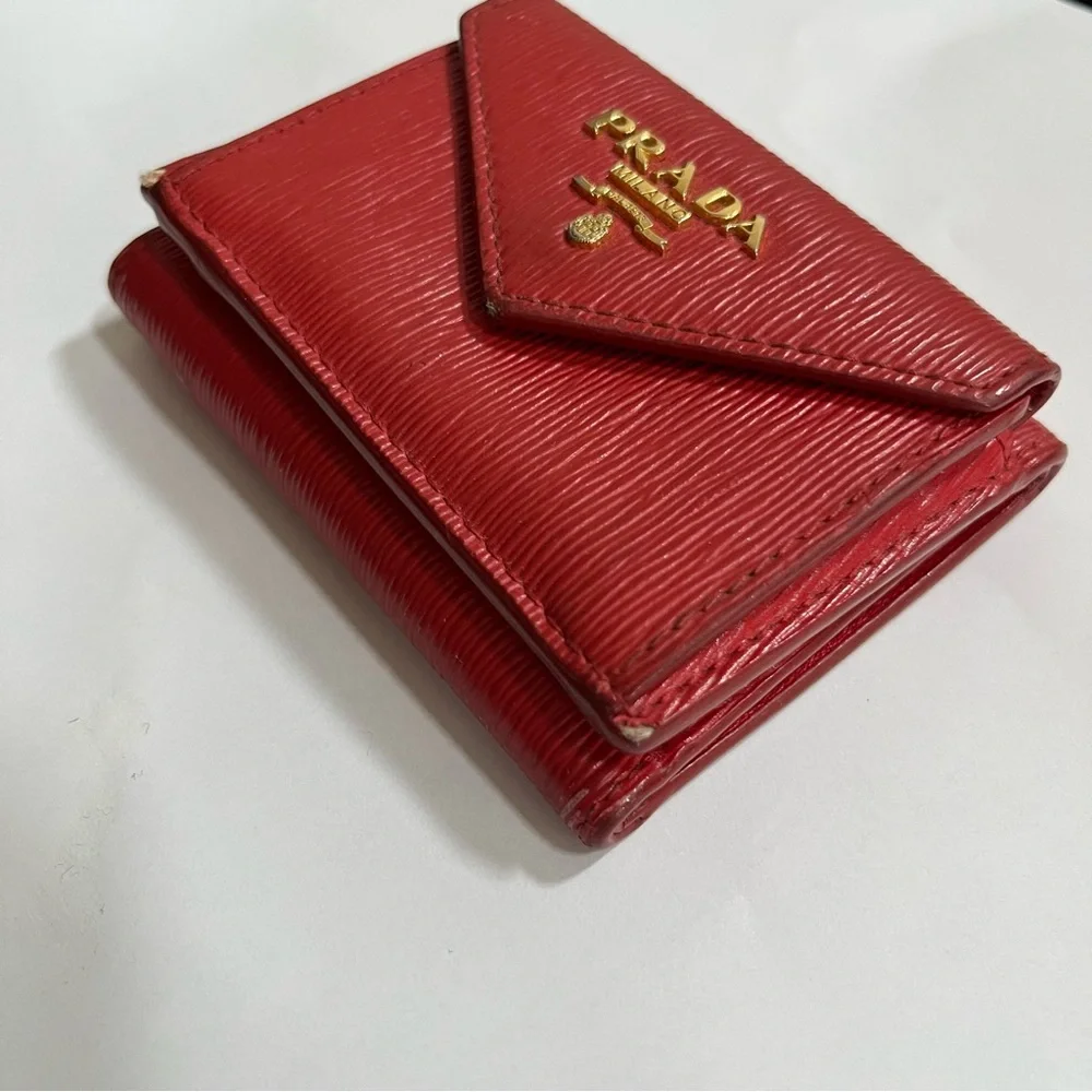 PRADA Compact Wallet Tri-fold Leather Vitello Move Mini